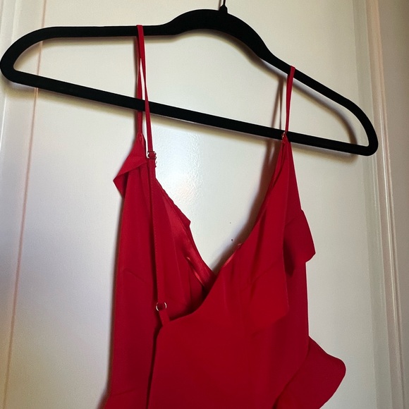 Red Ruffle-Trim Slip Maxi Dress - Picture 5 of 6